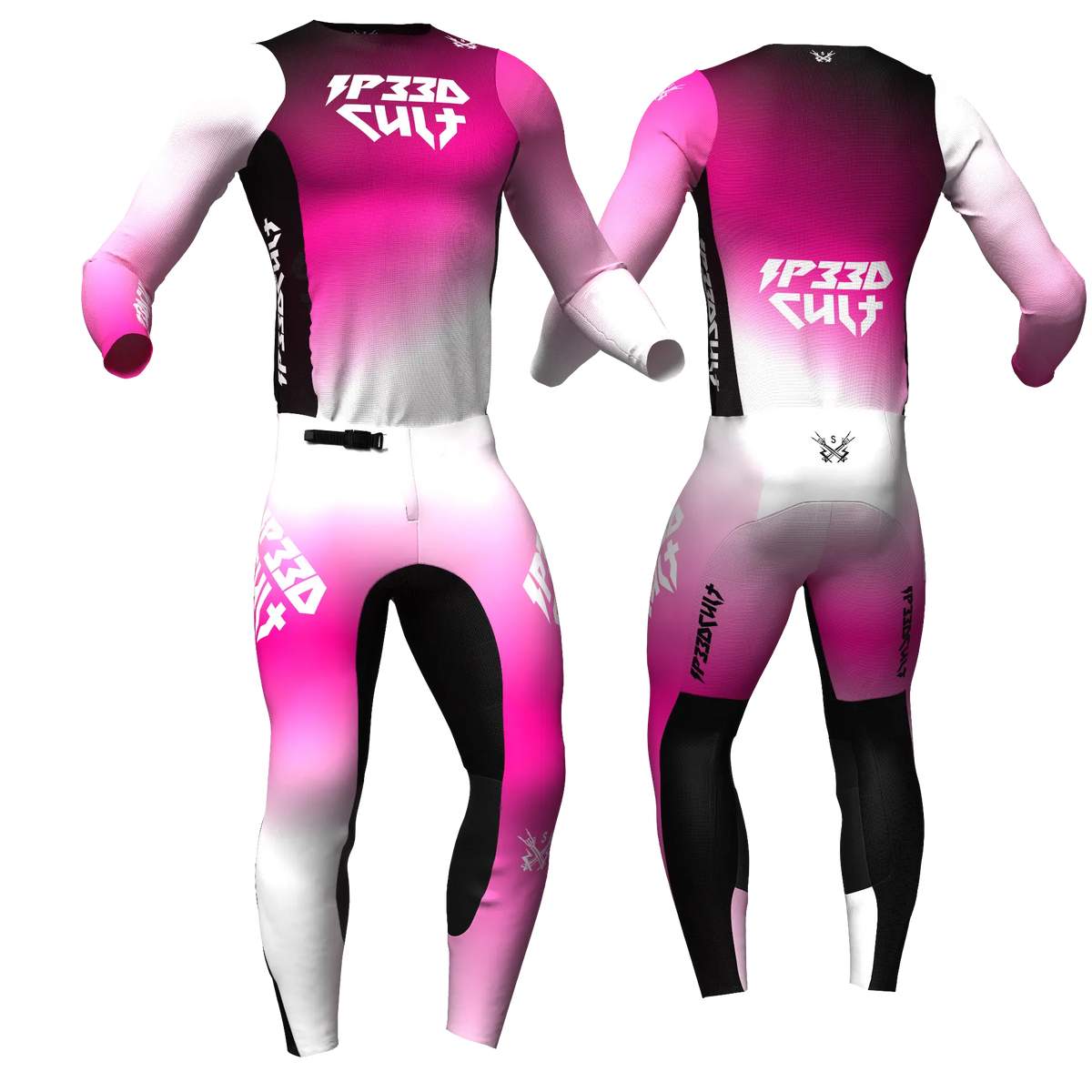 SP33DCULT MX Kit Flash Pink jersey and pants, front and back
