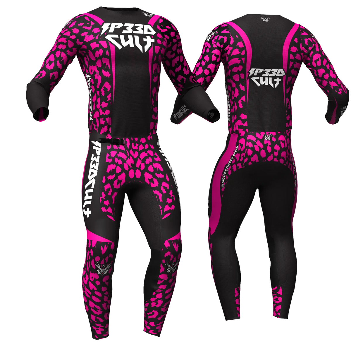 SP33DCULT MX Kit Pink Panther jersey and pants, front and back