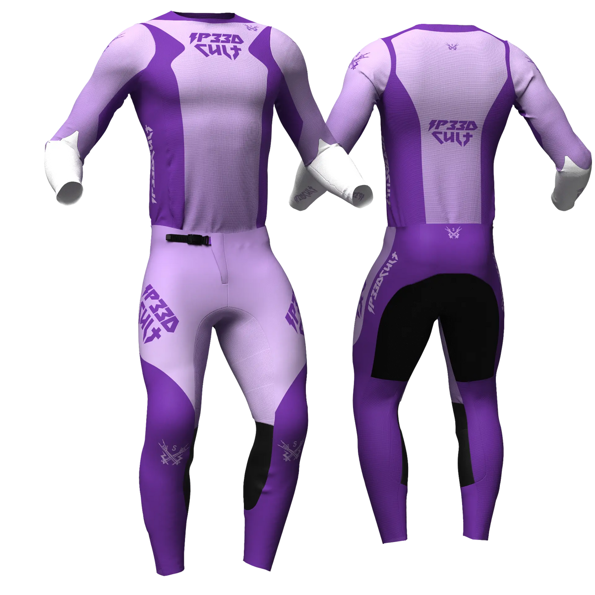SP33DCULT MX Kit Sp33d Purple jersey and pants, front and back