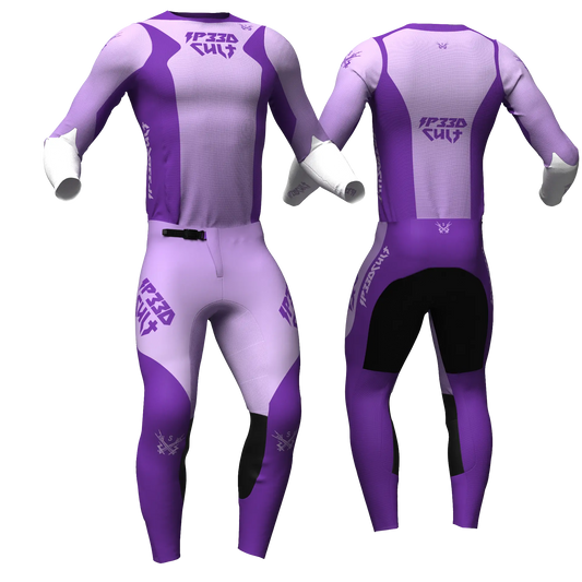 SP33DCULT MX Kit Sp33d Purple jersey and pants, front and back