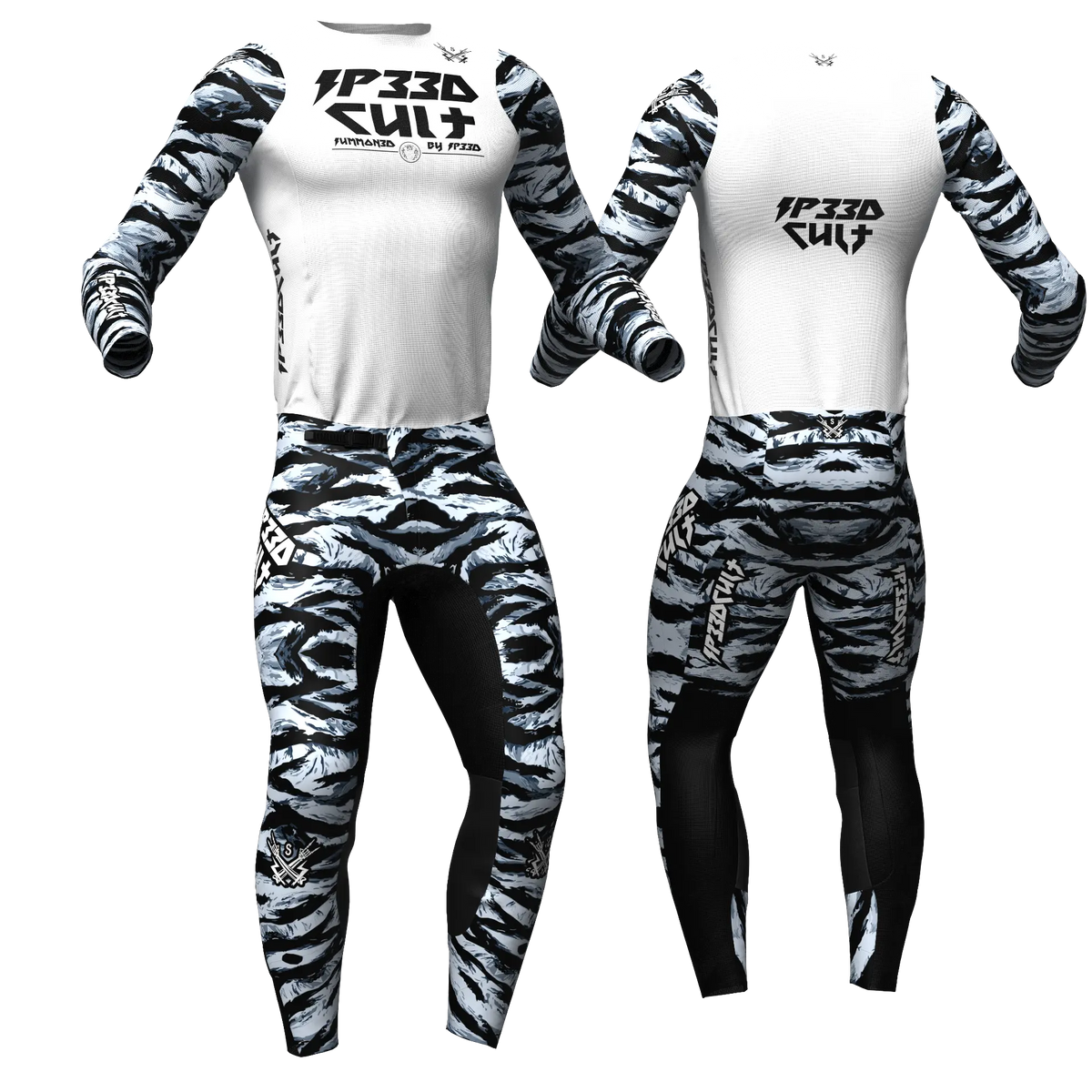 SP33DCULT MX Kit Camo White/Grey jersey and pants, front and back