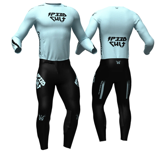SP33DCULT MX Kit Slay Black/Slate jersey and pants, front and back